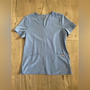 Figs Casma three pocket scrubs top ceil blue S